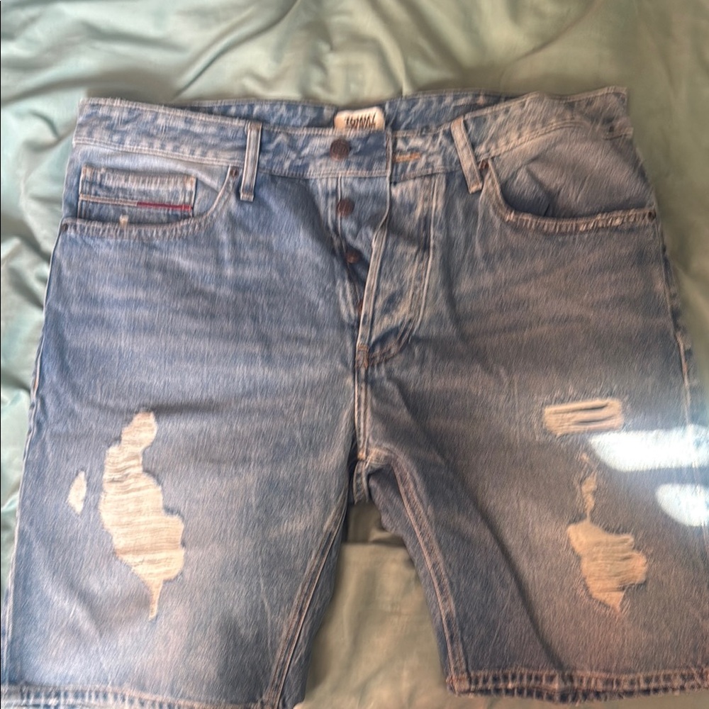 Tommy Hilfiger Blue Jean Shorts Distressed Casual